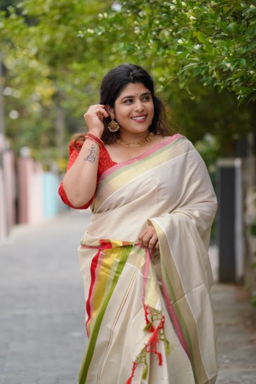 Chaayam Pure Tissue Cotton Kerala Saree