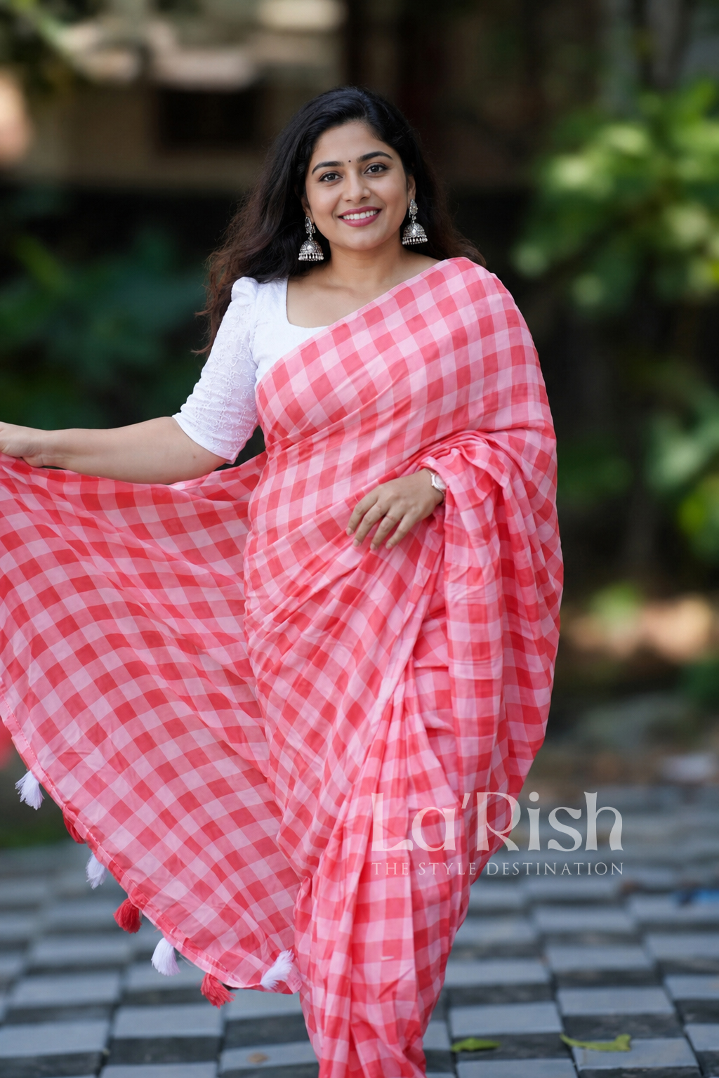 Cherry Linen By Cotton Saree