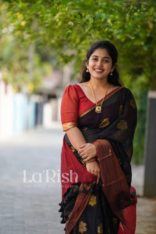 Hibiscus Mul Mul Cotton Saree