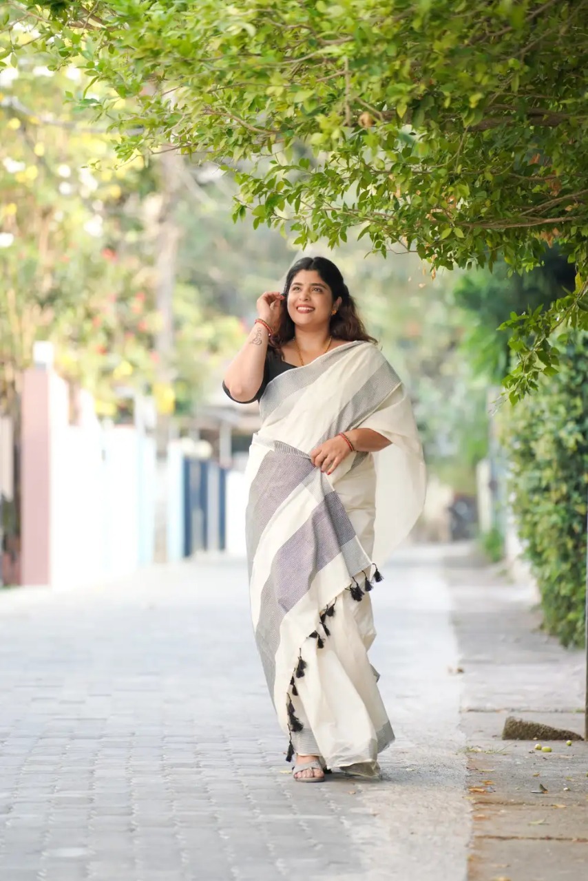 Kalima Pure Cotton Kerala Saree - Image 4