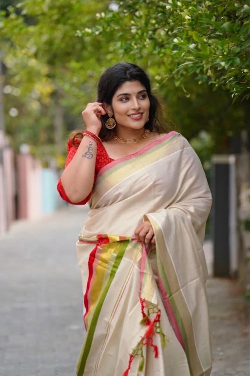Chaayam Pure Tissue Cotton Kerala Saree