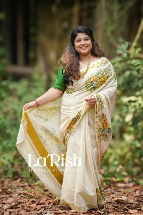Kanikkonna Express Delivery- Pure Tissue Cotton Kerala Saree