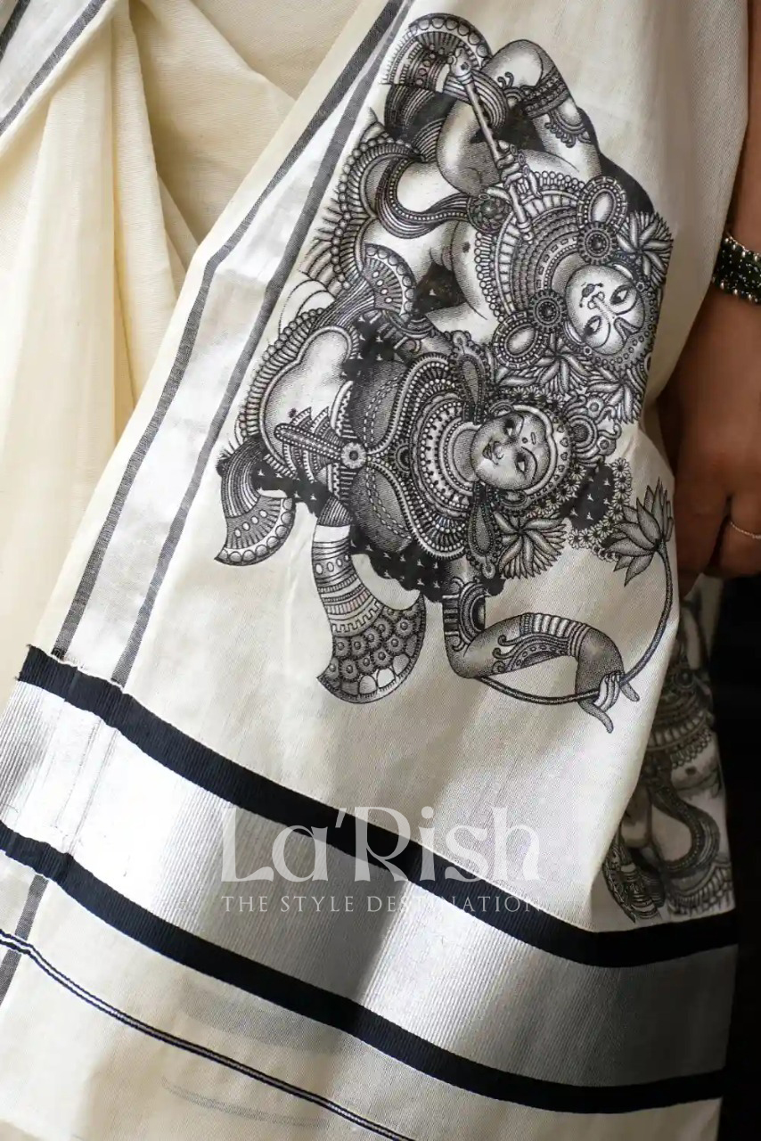 Raadha Pure Cotton Kerala Saree - Image 3