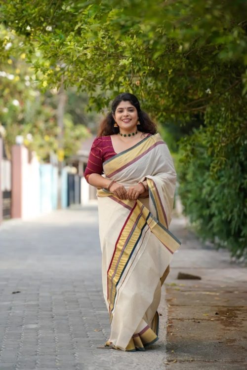 Rekha Pure Cotton Kerala Saree