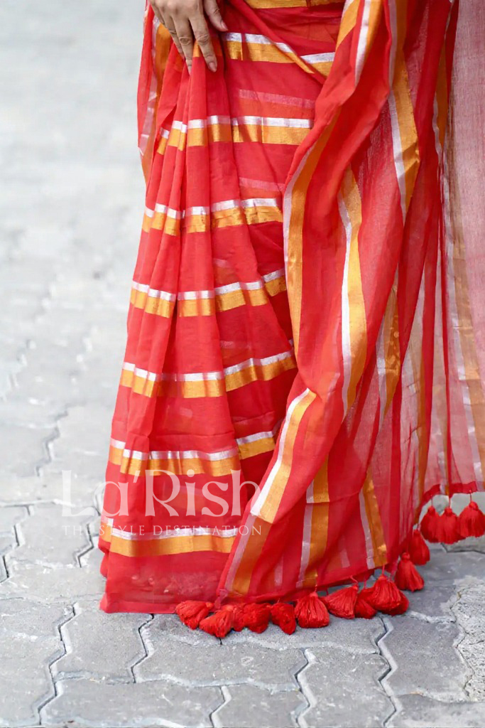 Kumkumam Mul Mul Cotton Saree - Image 2
