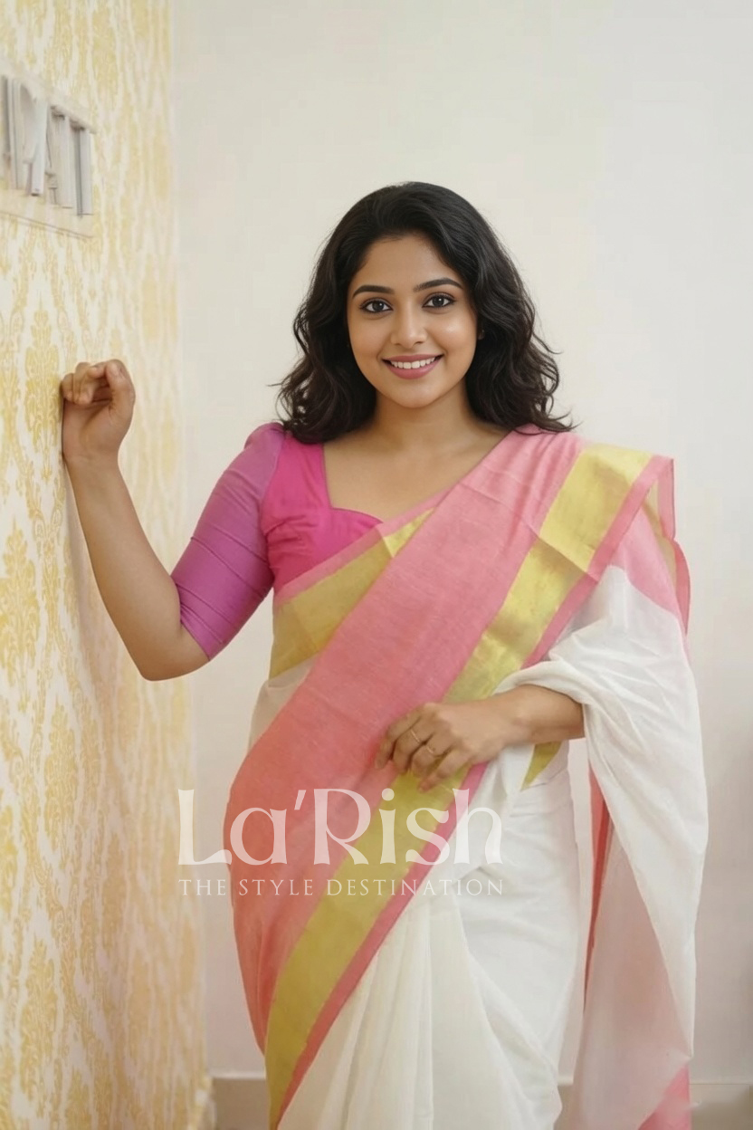 Mandharam Pink Mul Mul Cotton