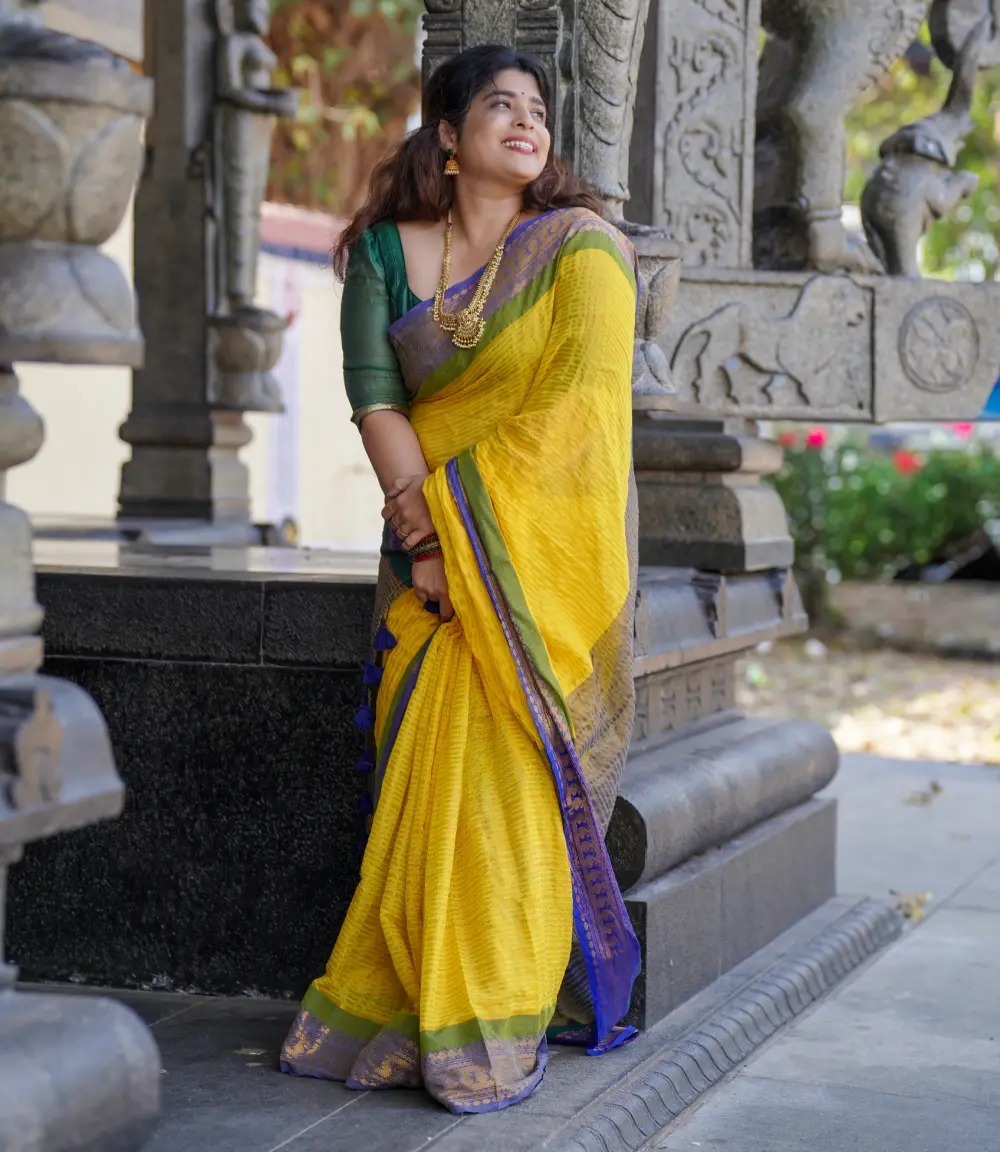 Manjal Mul Mul Cotton Saree